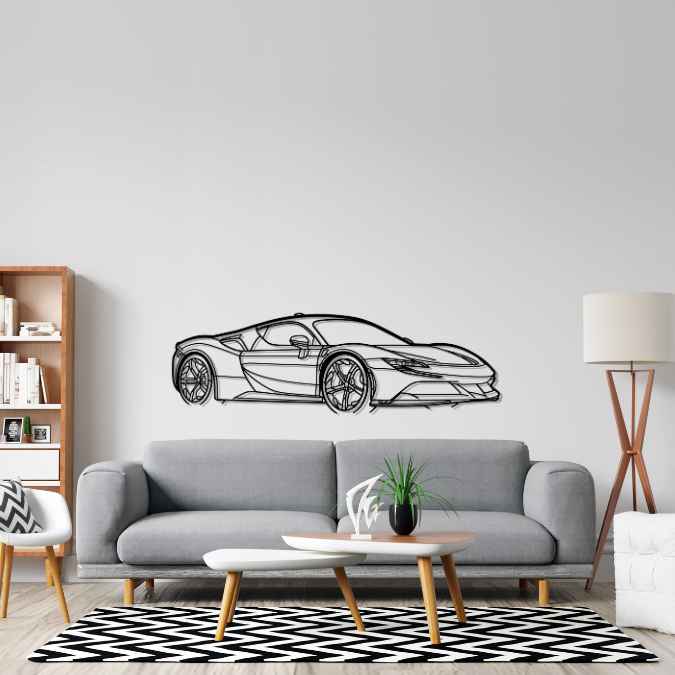 SF90 Stradale Angle Silhouette Metal Wall Art