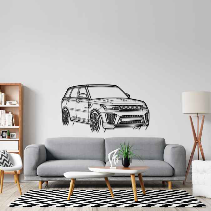 Range Rover Sport SVR 2021 Angle Silhouette Metal Wall Art