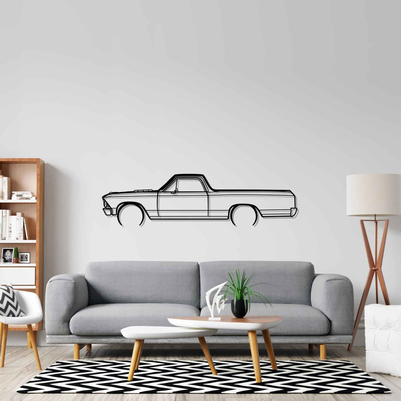 El Camino 1966 Detailed Silhouette Metal Wall Art