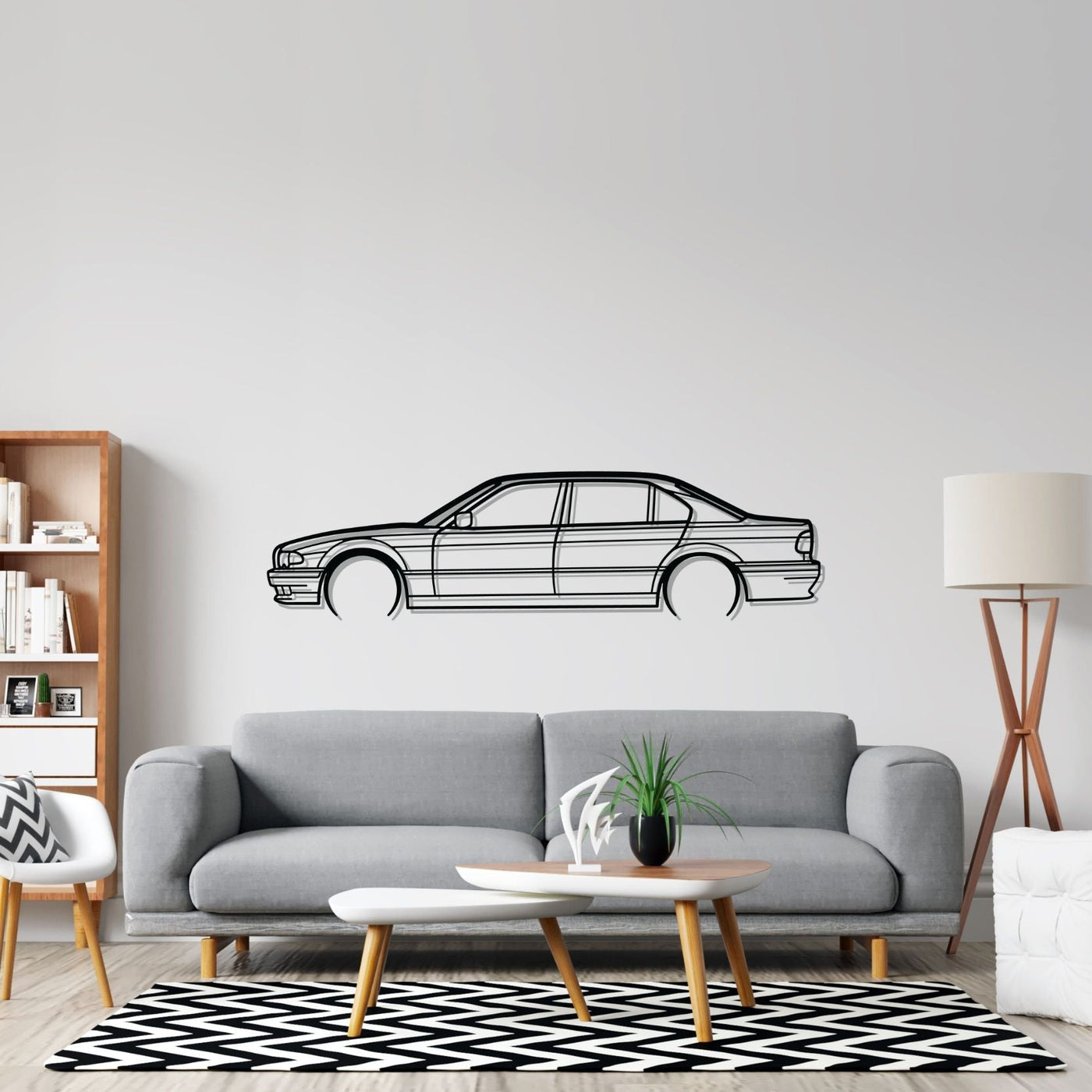 E38 740i 1999 Detailed Silhouette Metal Wall Art