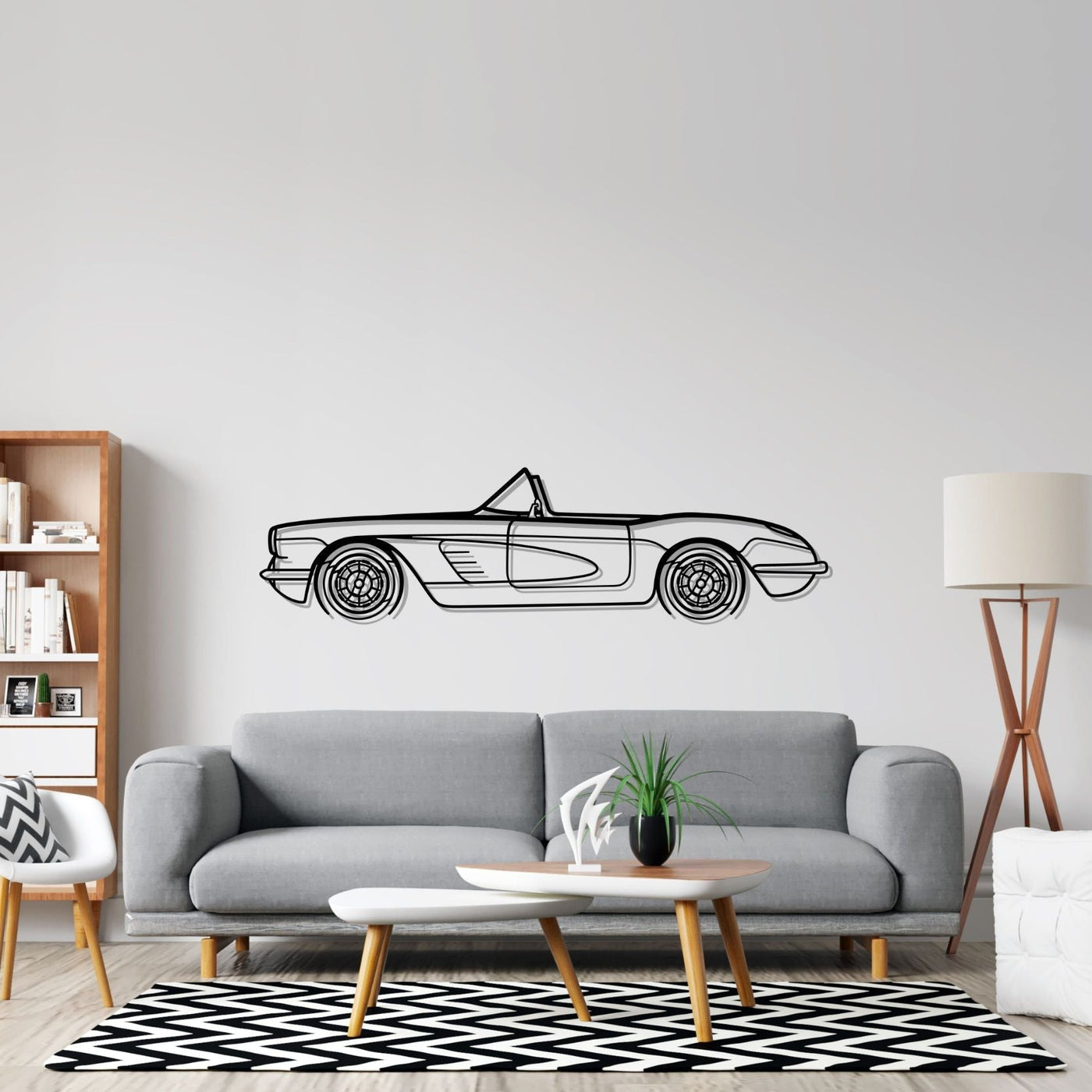 Corvette C1 1960 Detailed Silhouette Metal Wall Art