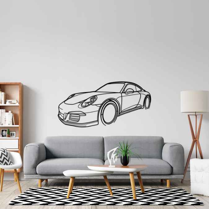 911 Model 991 Carrera GTS 2015 Angle Silhouette Metal Wall Art