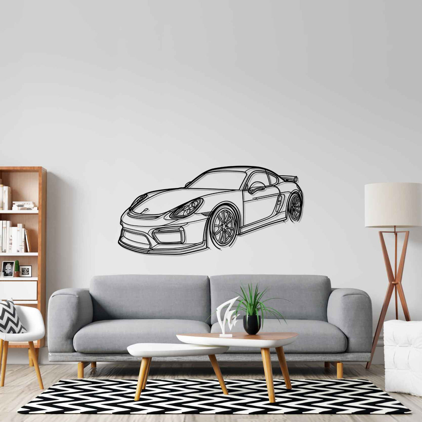 981 Cayman GT4 Angle Silhouette Metal Wall Art