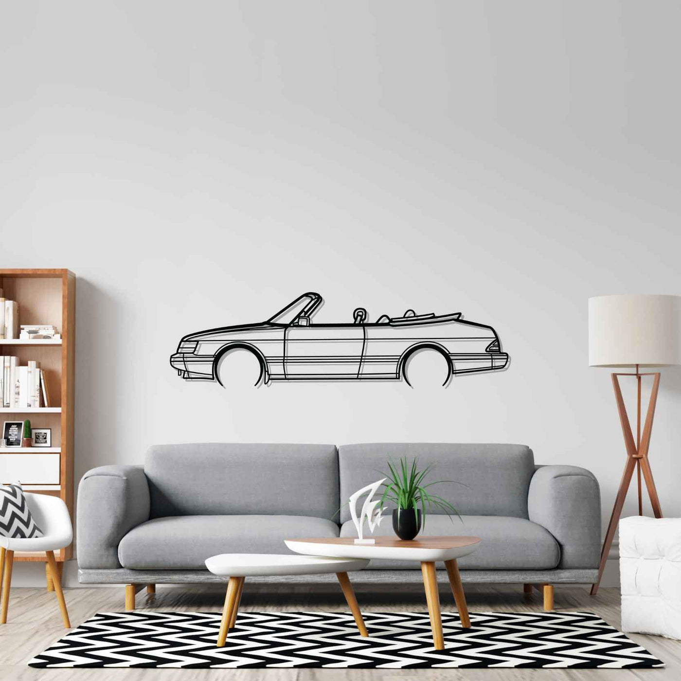 900 Convertible 1990 Detailed Silhouette Metal Wall Art