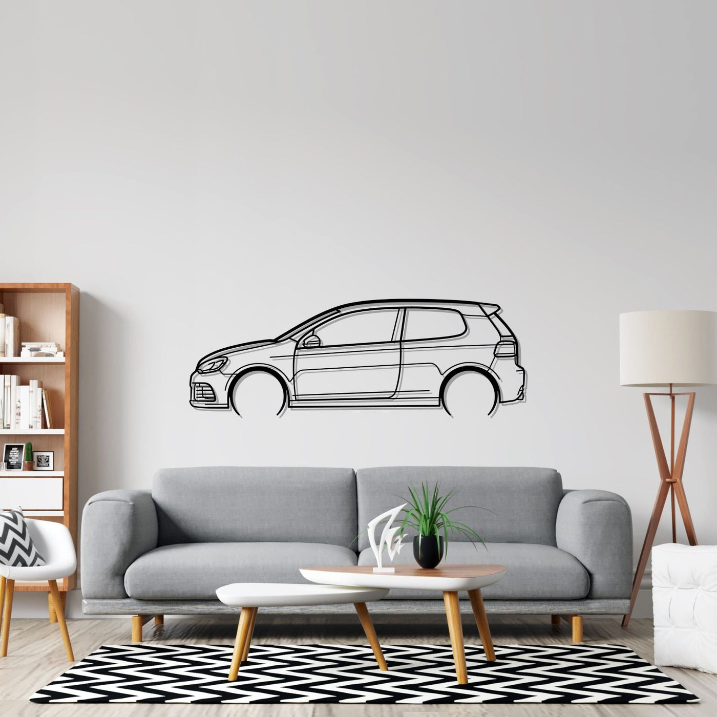 Golf 6 R Detailed Silhouette Metal Wall Art