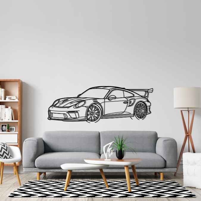 911 Model 991.2 GT3 RS Angle Silhouette Metal Wall Art