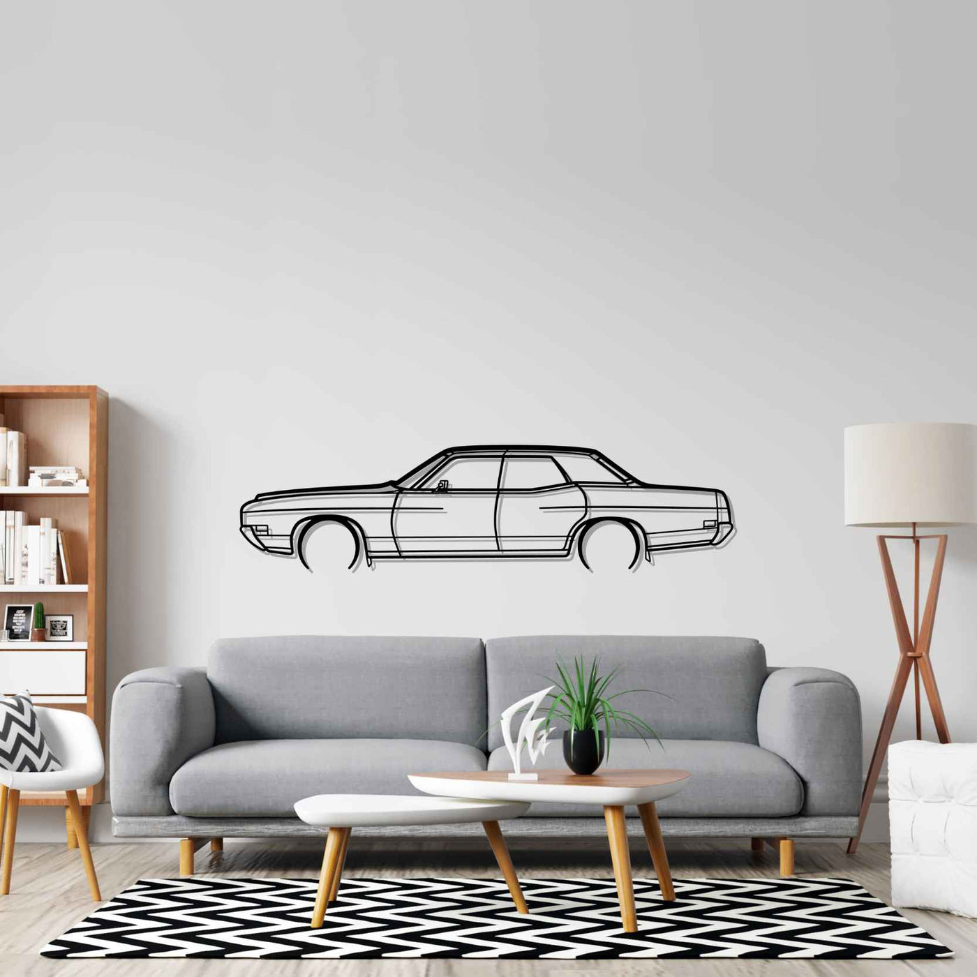 Galaxie 1971 Sedan Detailed Silhouette Metal Wall Art