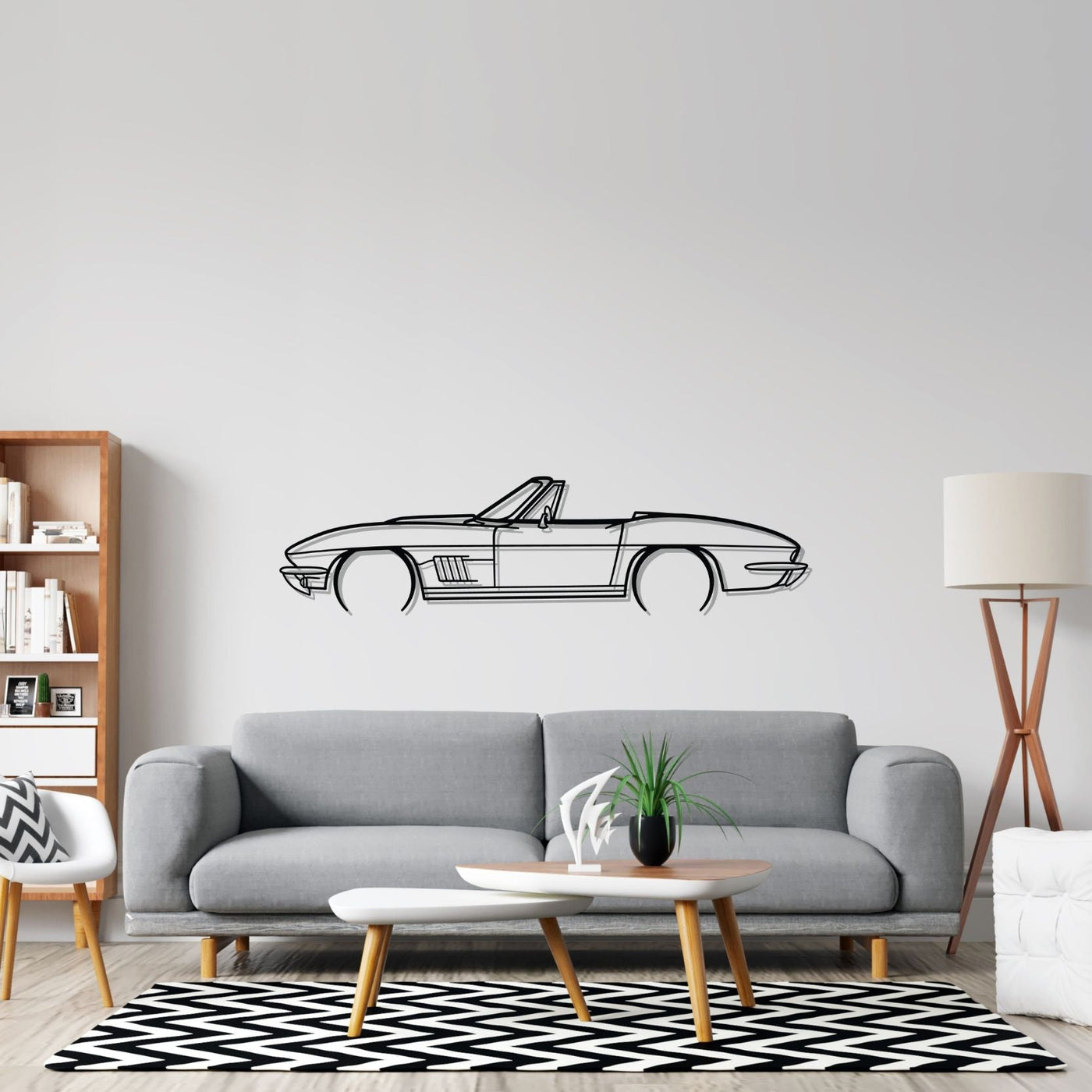 Corvette c2 Convertible 1967 Detailed Silhouette Metal Wall Art