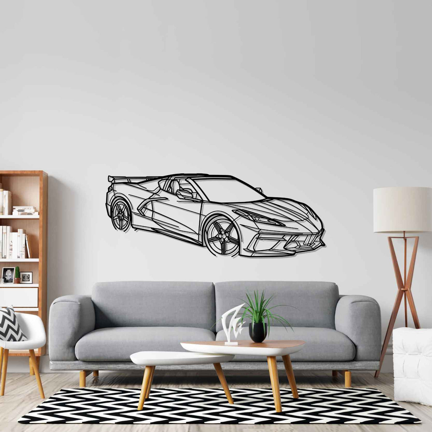 Corvette C8 HTC Angle Silhouette Metal Wall Art