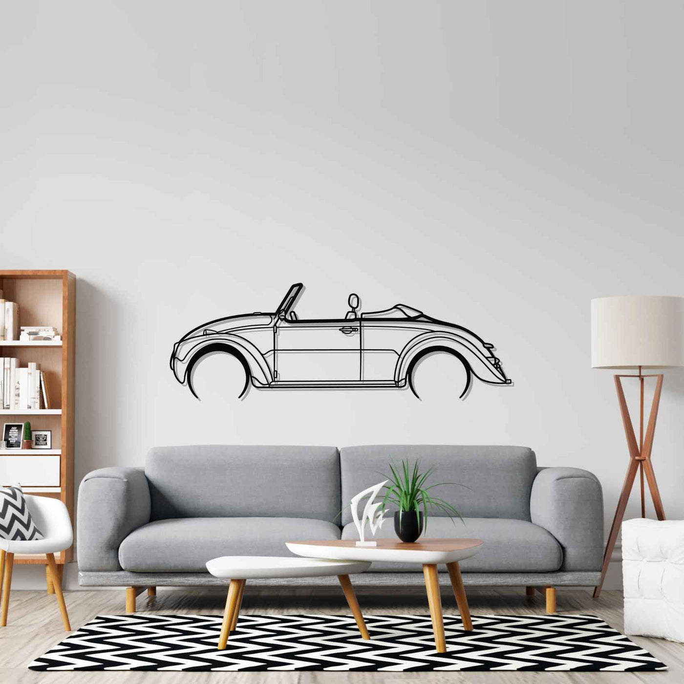 Beetle Speedster 1971 Detailed Silhouette Metal Wall Art