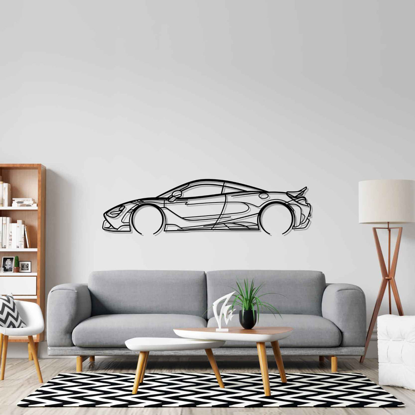 765LT Coupe Detailed Silhouette Metal Wall Art