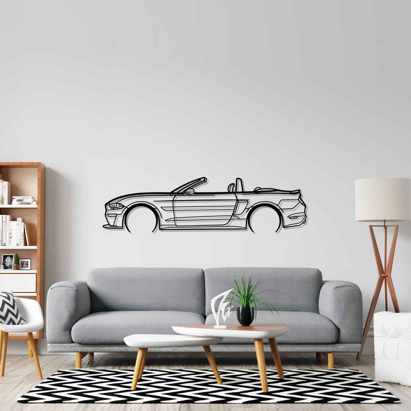 Mustang S550 Convertible 2019 Detailed Silhouette Metal Wall Art