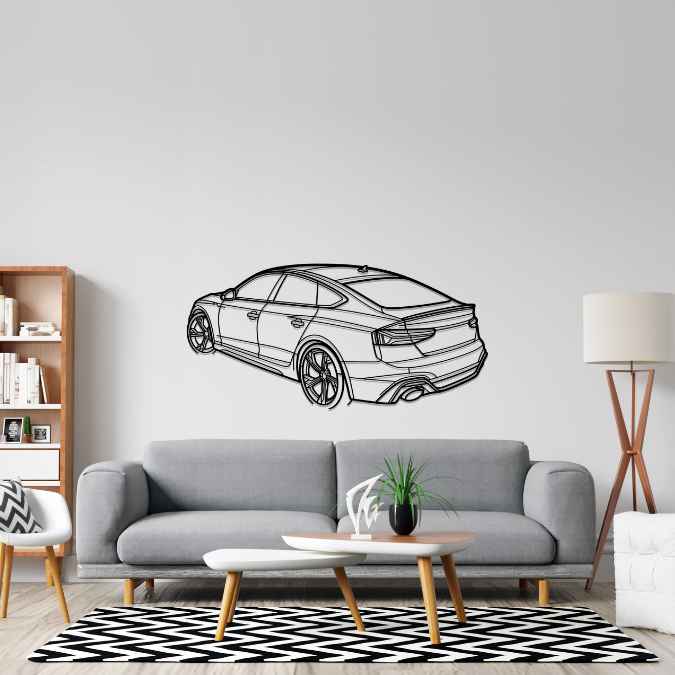 RS5 Sportback 2024 Back Angle Silhouette Metal Wall Art