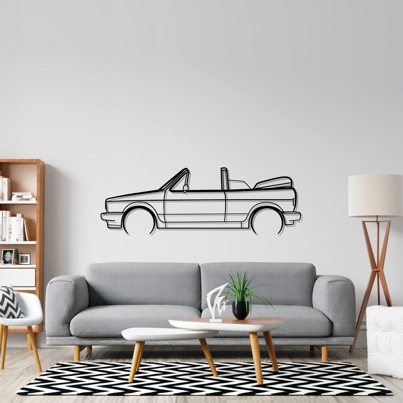 Golf 1 Sportline Cabriolet Detailed Silhouette Metal Wall Art