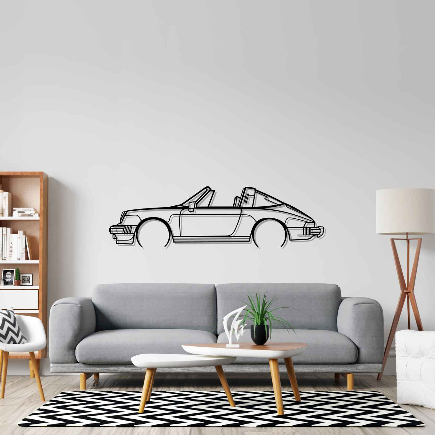 911 Targa 1986 Detailed Silhouette Metal Wall Art