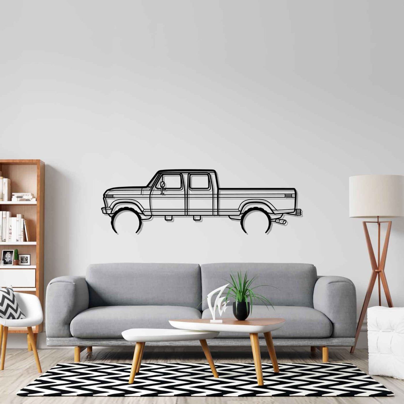 F350 1976 Detailed Silhouette Metal Wall Art