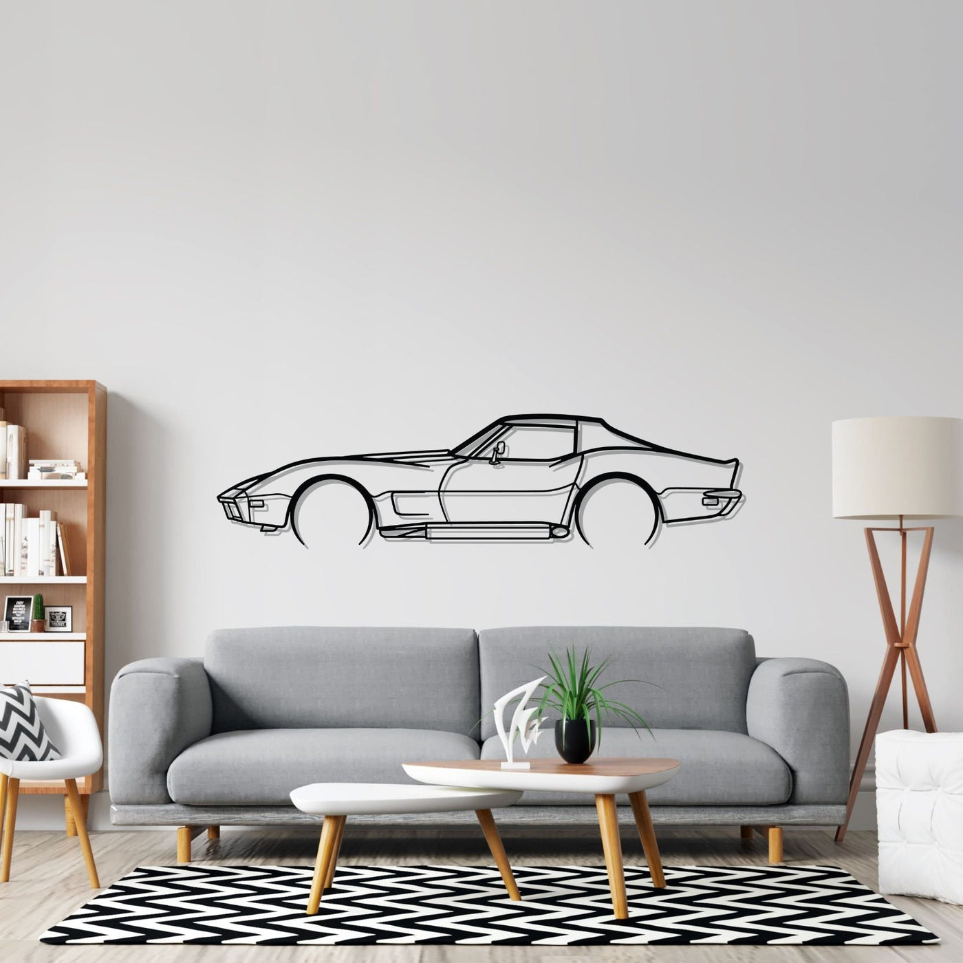 Corvette C3 1973 Detailed Silhouette Metal Wall Art