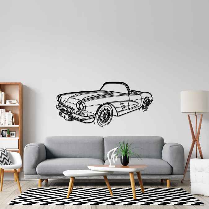 Corvette C1 1960 Angle Silhouette Metal Wall Art