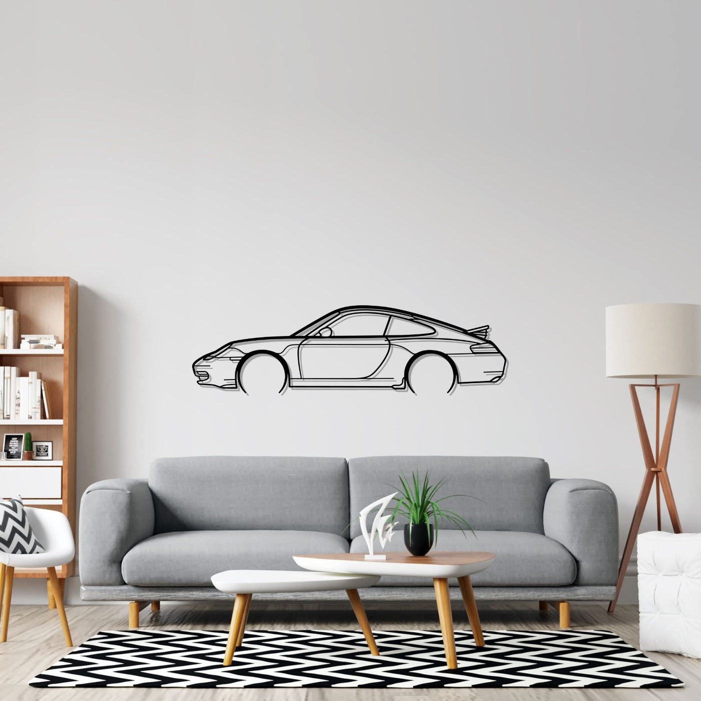 911 Targa 996 2004 Detailed Silhouette Metal Wall Art