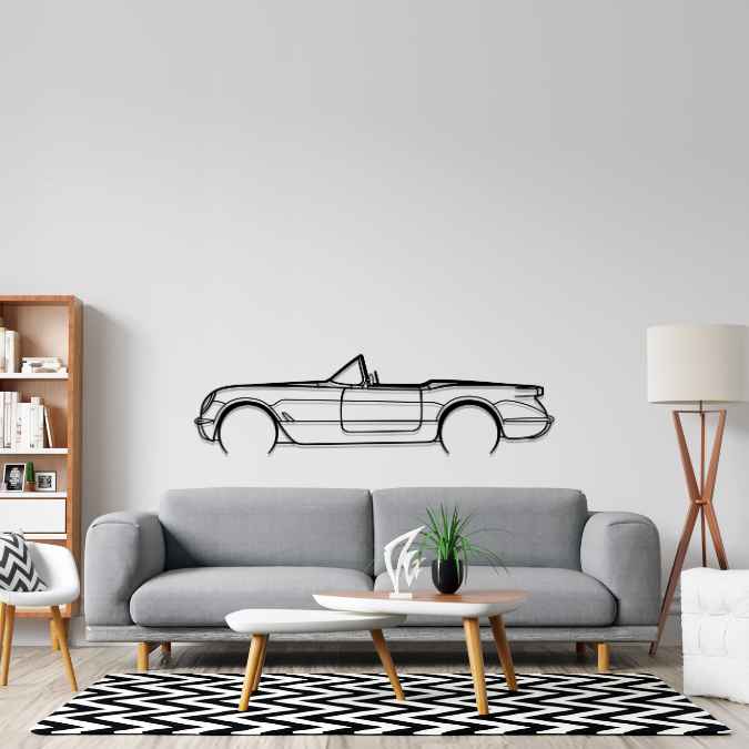 Corvette C1 1954 Detailed Silhouette Metal Wall Art