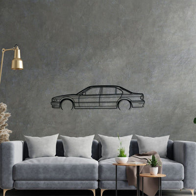 E38 740i 1999 Detailed Silhouette Metal Wall Art