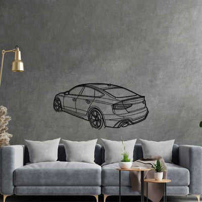 RS5 Sportback 2024 Back Angle Silhouette Metal Wall Art