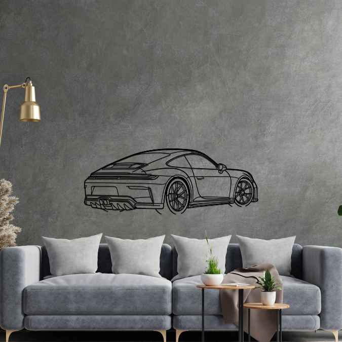 911 GT3 Model 992.2 Touring Back Angle Silhouette Metal Wall Art