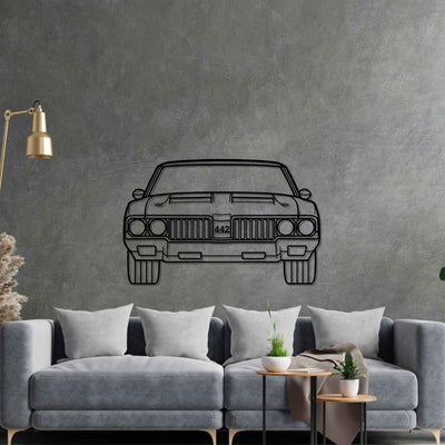 442 1970 Front  Silhouette Metal Wall Art