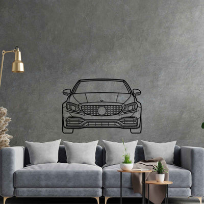 C63 AMG Front Silhouette Metal Wall Art