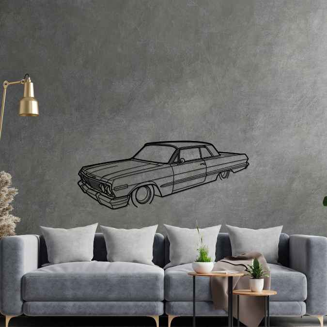 Impala SS 1963 Angle Silhouette Metal Wall Art