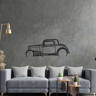 Street Rod 1932 Detailed Silhouette Metal Wall Art