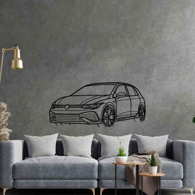 Golf R 2023 Angle Silhouette Metal Wall Art