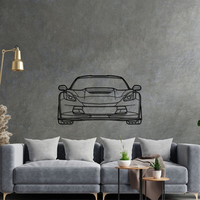 Corvette C7 Z06 2019 Front Silhouette Metal Wall Art