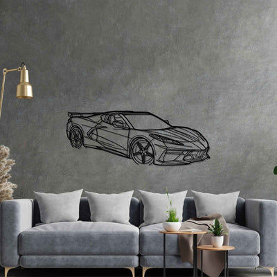 Corvette C8 HTC Angle Silhouette Metal Wall Art