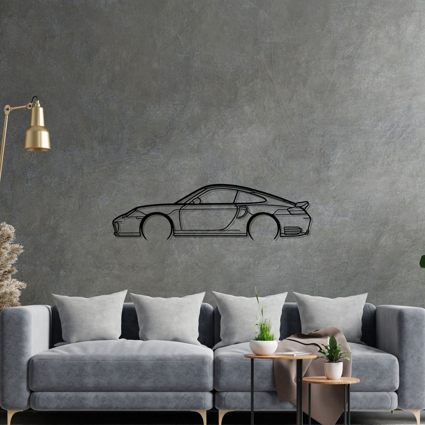 911 Turbo model 996 Detailed Silhouette Metal Wall Art