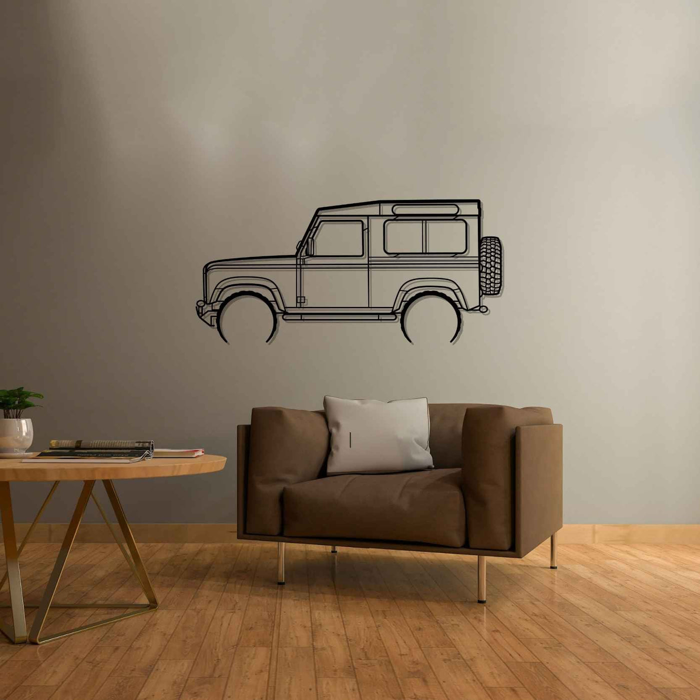 Defender 90 2005 Detailed Silhouette Metal Wall Art