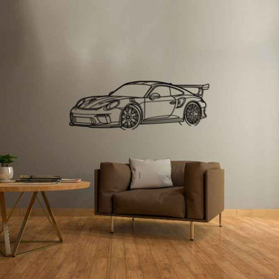 911 Model 991.2 GT3 RS Angle Silhouette Metal Wall Art