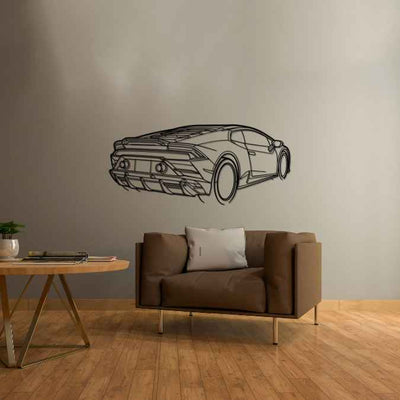 Huracan Evo 2020 Back Angle Silhouette Metal Wall Art