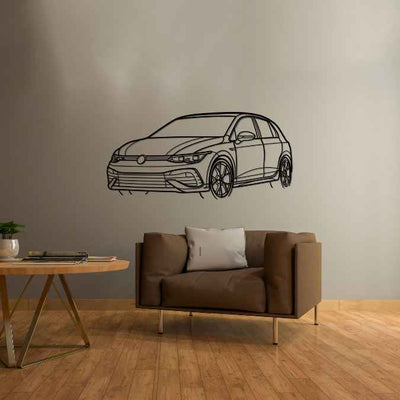 Golf R 2023 Angle Silhouette Metal Wall Art