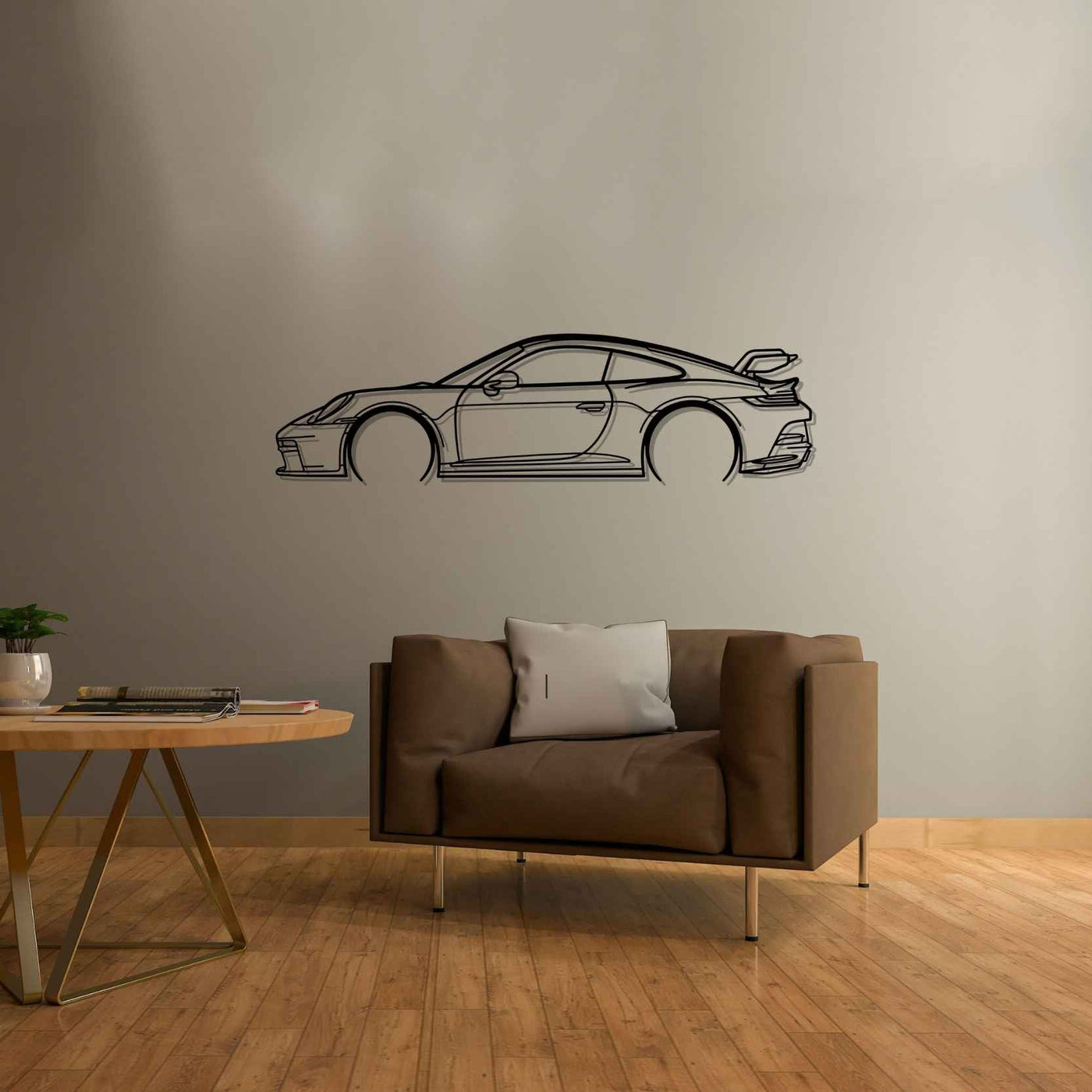 911 992 GT3 Detailed Silhouette Metal Wall Art