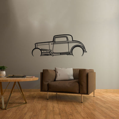 Street Rod 1932 Detailed Silhouette Metal Wall Art