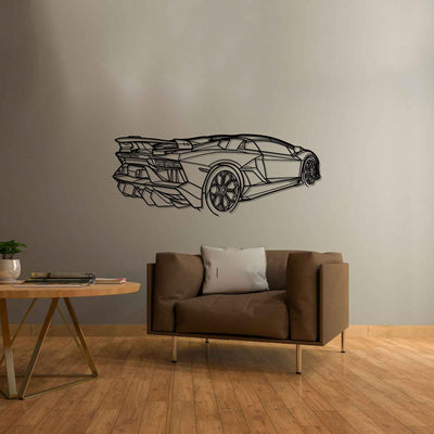 Aventador SVJ Roadster Angle Silhouette Metal Wall Art