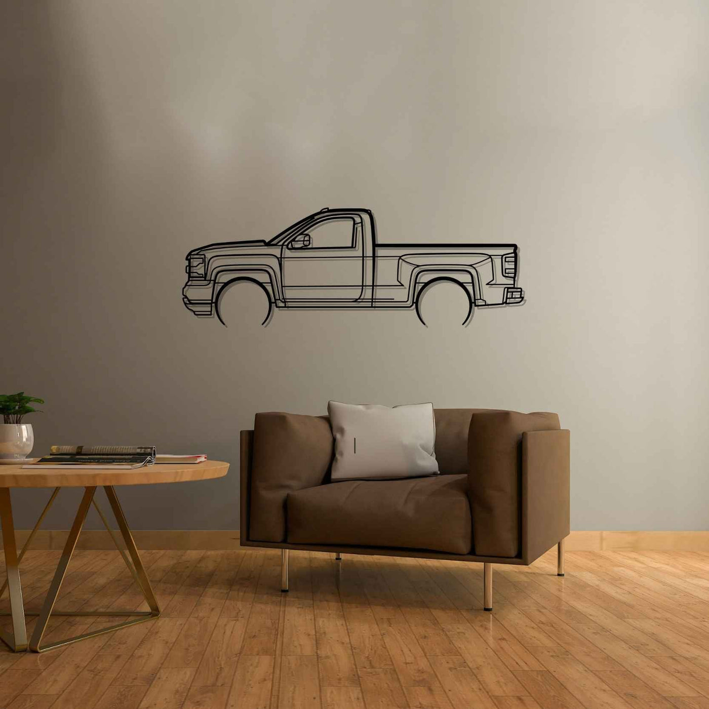 Silverado 1500 Single Cab 2018  Detailed Silhouette Metal Wall Art