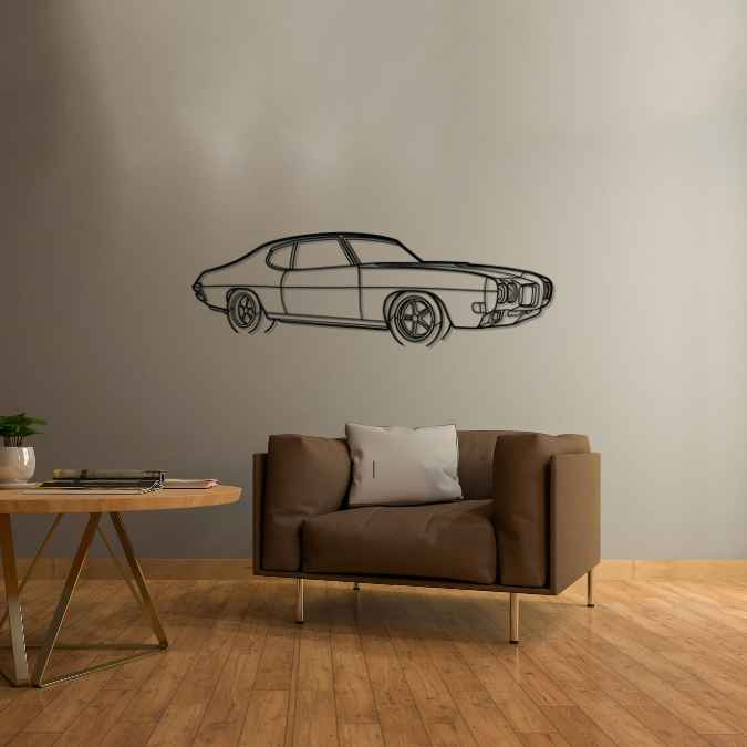 GTO 1970 Angle Silhouette Metal Wall Art