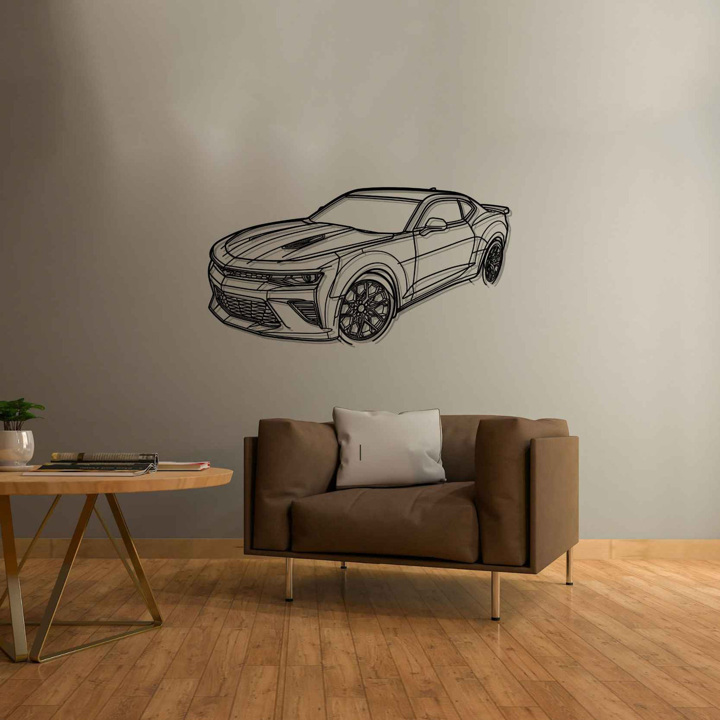 Camaro SS 2016 Angle Silhouette Metal Wall Art