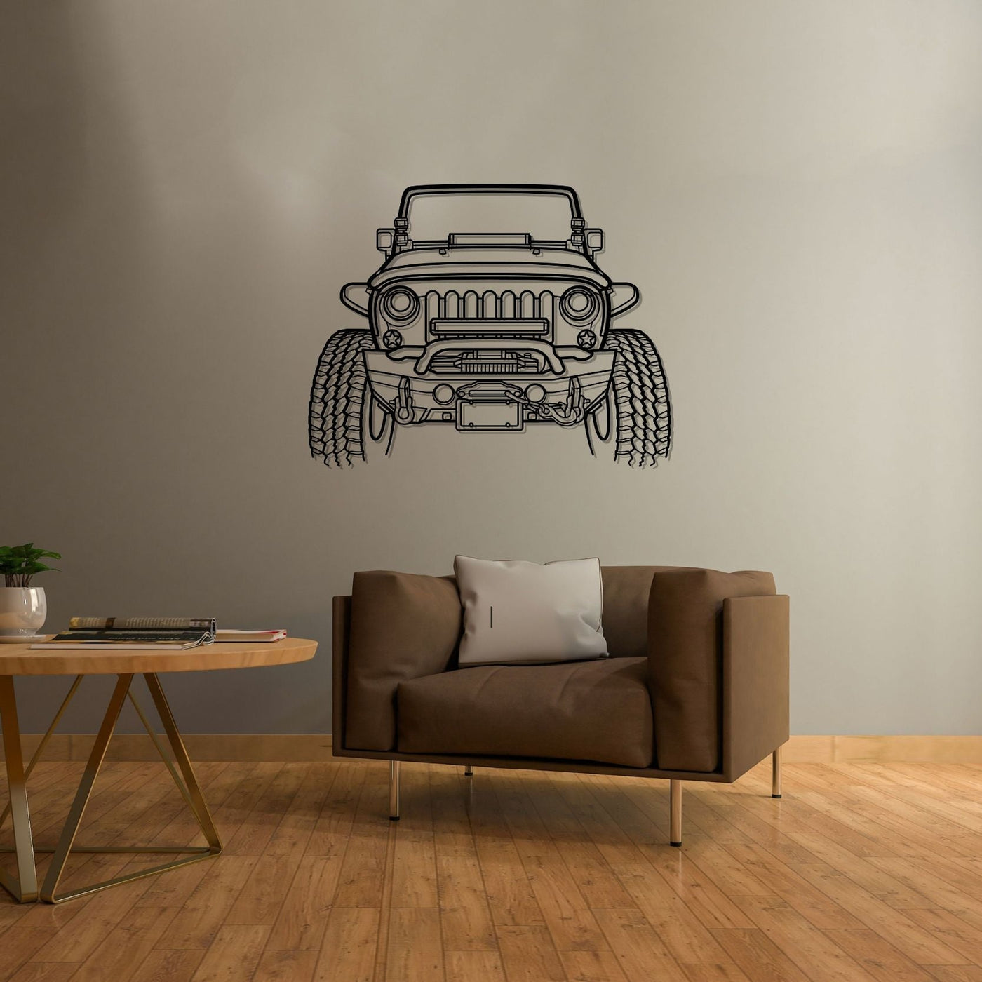 Wrangler Offroad Front Silhouette Metal Wall Art