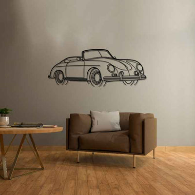 356 D Cabrio 1959 Angle Silhouette Metal Wall Art