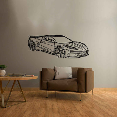 Corvette C8 HTC Angle Silhouette Metal Wall Art