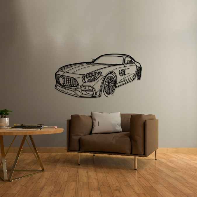 AMG GT 2017 Angle Silhouette Metal Wall Art