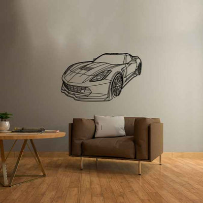 Corvette C7 Z06 Angle Silhouette Metal Wall Art